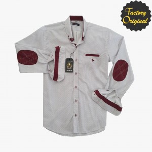 Camisa hombre modelo puntilleo con coderas granate SYC Factory Original