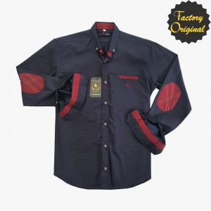 Camisa hombre modelo zamora con coderas granate SYC Factory Original