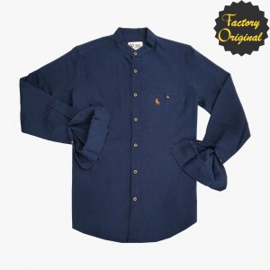 Camisa cuello mao Hombre tipo lino azul marino SYC FACTORY ORIGINAL