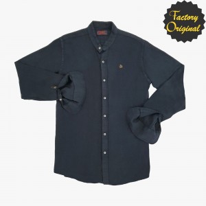 Camisa hombre lino modelo cuello mao azul marino oscuro SYC FACTORY ORIGINAL