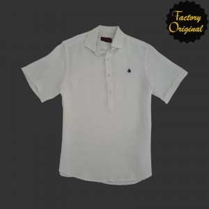 Camisa hombre manga corta lino modelo Vértice corto blanco SYC Factory Original