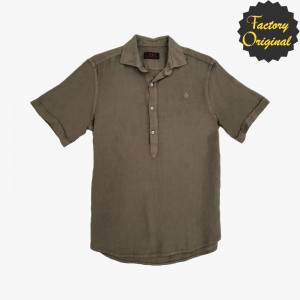 Camisa hombre manga corta lino modelo Vértice Kaki SYC Factory Original