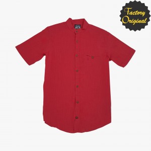 Camisa hombre manga corta tipo lino modelo Serenidad rojo cuello mao SYC Factory Original