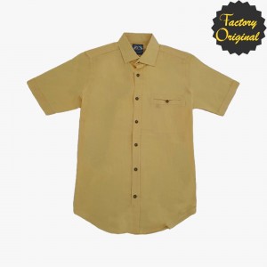 Camisa hombre manga corta tipo lino modelo Serenidad amarillo SYC Factory Original