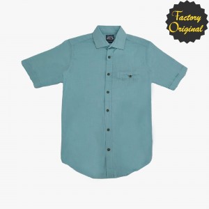 Camisa hombre manga corta tipo lino modelo Serenidad verde claro SYC Factory Original