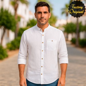 Camisa hombre barco tipo lino modelo serenidad blanco cuello mao SYC FACTORY ORIGINAL
