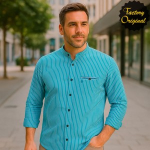 Camisa hombre bambula barco turquesa SYC FACTORY ORIGINAL