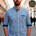 CAMISA HOMBRE CUADRO VICHY AZUL CON CODERAS MARINO DE SYC FACTORY ORIGINAL